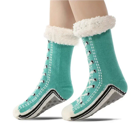 Chaussettes Polaires Retro Vert Confort Hiver